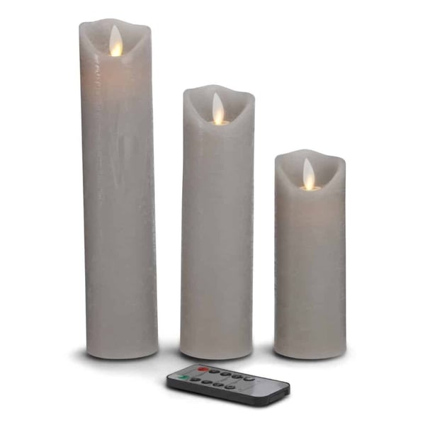 LED stearinlys - 3 stk. - 15/20/25 cm - m/3D-flamme - (flere farger)