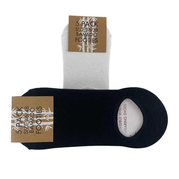 Bambus Footies 5 par (sort eller hvid)