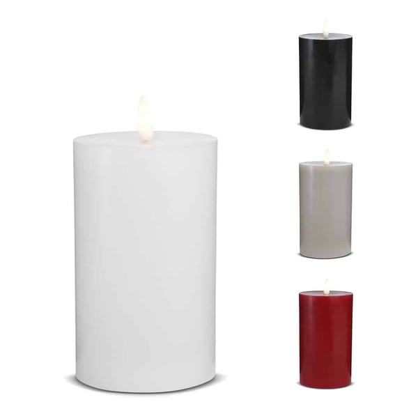 LED stearinlys - 1 stk. - ø7,5 x 15 cm - m/3D flamme - (flere farger)