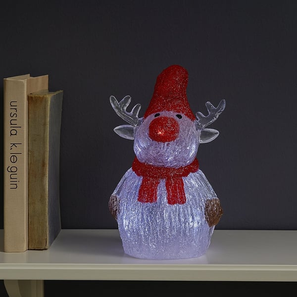 Reinsdyr Akryl - høyde 21 cm med LED-lys