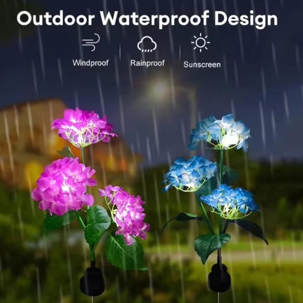 Solar Powered Hydrangea Garden Lights