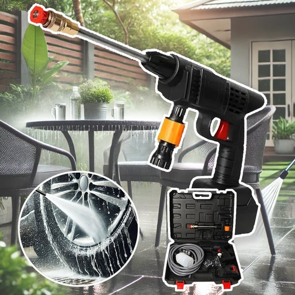 Bærbar høytrykkspyler 26 bar/377 PSI – med batteri 260W inkl. lader og koffert