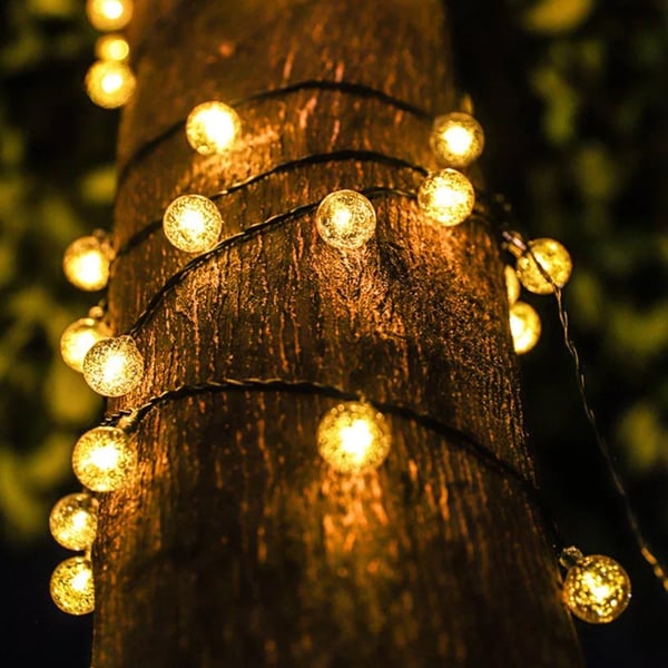 Solcelle-lyslenke m/kulelys – 5M, 20 LED / 7M, 50 LED / 12M, 100 LED