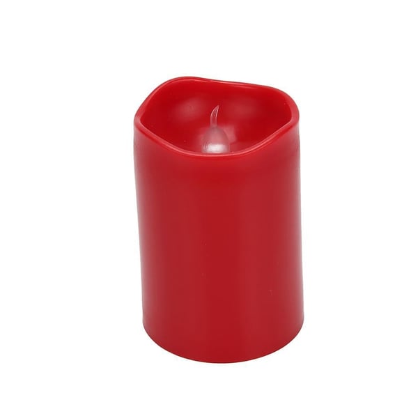 LED blokklys i plast - 6 stk. - 7,4 cm - m/3D flamme - rød