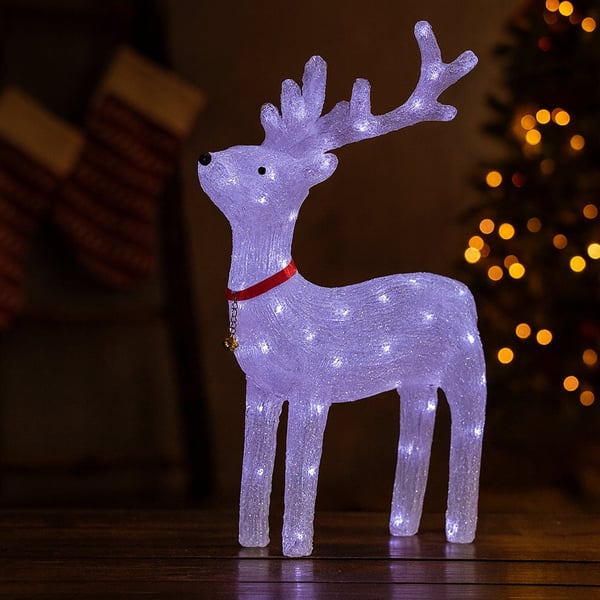 Reinsdyr Akryl - høyde 40 cm med LED-lys