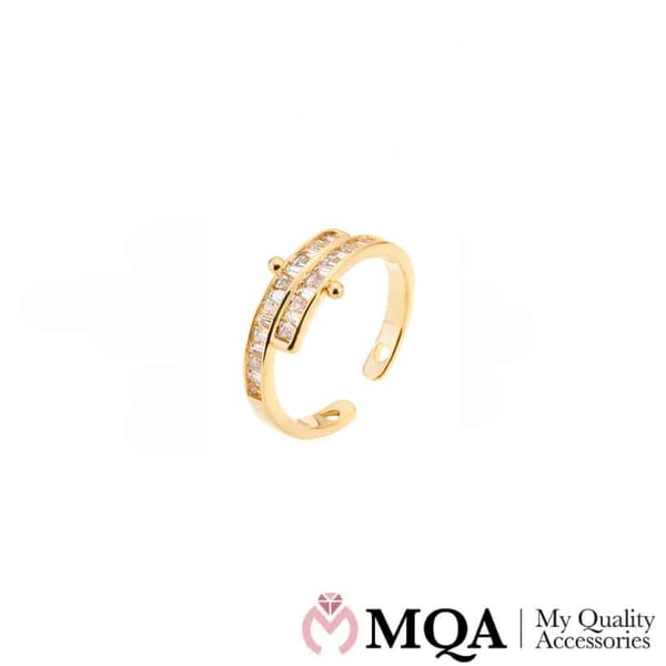 Ring, gullfarget med glass steiner