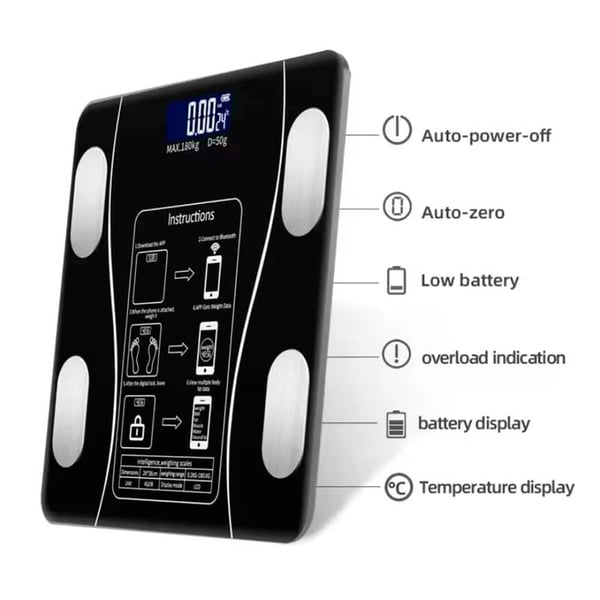 Badrumsvåg (180 kg) Pro - BMI-funktion & Bluetooth