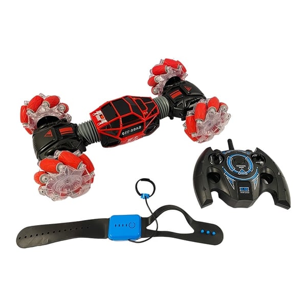Fjernstyrt stuntbil m/LED-lys & 2 fjernkontroller