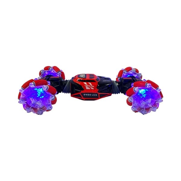 Fjernstyrt stuntbil m/LED-lys & 2 fjernkontroller