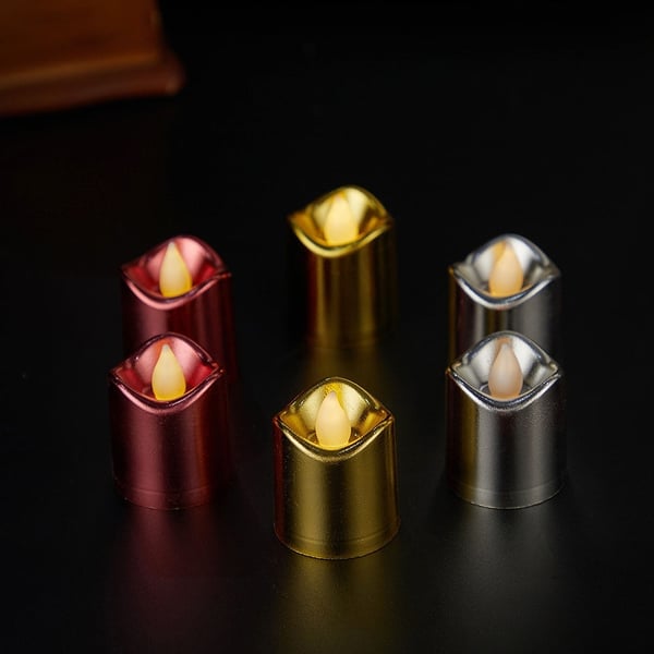 LED-ljus i plast - 6-delars set - Ø3,7 x 4,5 cm -