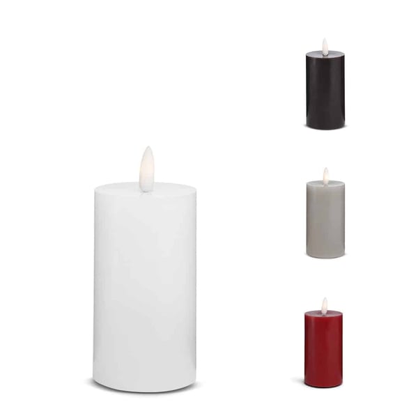 LED stearinlys - 1 stk. - ø5 x 12,5 cm - m/3D flamme - (flere farger)