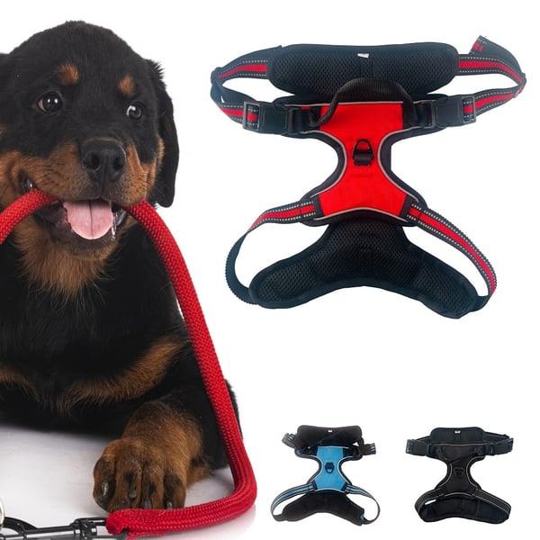 Bløt Hundesele m/refleks – robust & vannfast – rød, sort eller blå