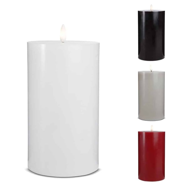LED Stearinlys - 1 stk. - ø10 x 20 cm - m/3D flamme - (flere farver)