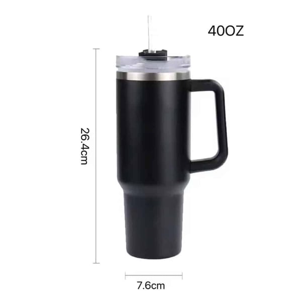 Tumbler termokopp 1200 ml med håndtak, lokk og sugerør