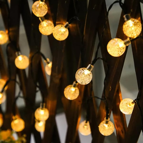 Solcelle-lyslenke m/kulelys – 5M, 20 LED / 7M, 50 LED / 12M, 100 LED