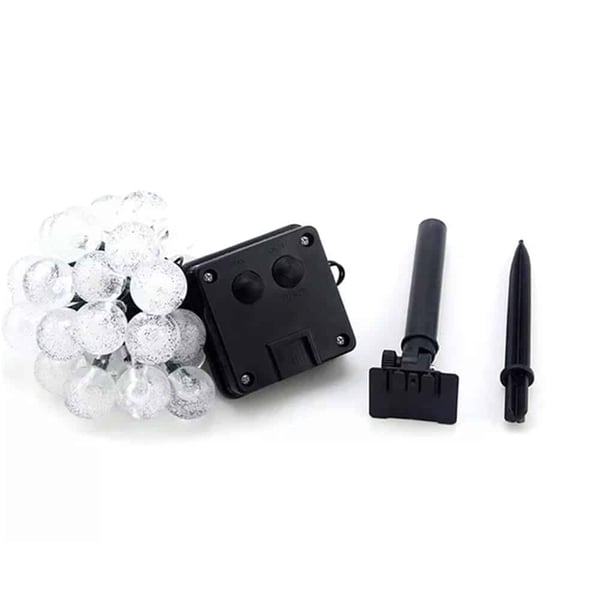 Solcelle-lyslenke m/kulelys – 5M, 20 LED / 7M, 50 LED / 12M, 100 LED