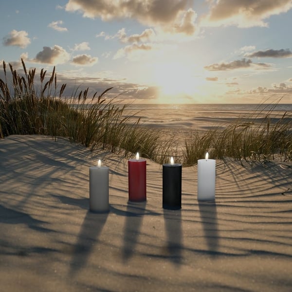 LED stearinlys - 1 stk. - ø10 x 10 cm - m/3D flamme - (flere farger)