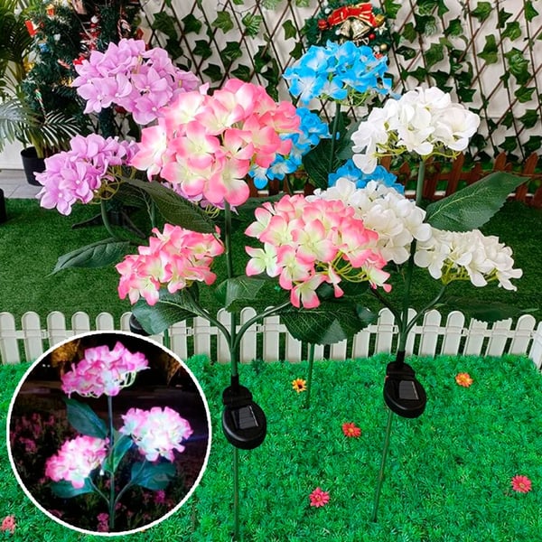 Solar-Powered Hydrangea Lights for Garden