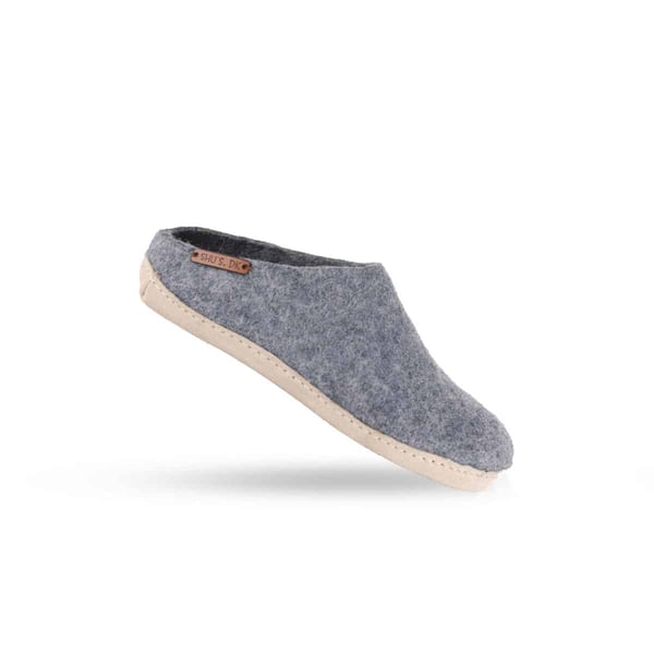 Uldtøffel (100% ren uld) m/sål i skind - Dansk Design fra SHUS