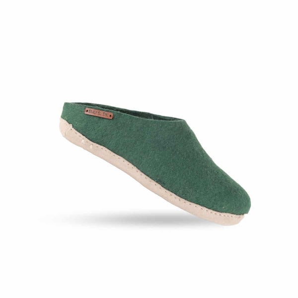 Uldtøffel (100% ren uld) m/sål i skind - Dansk Design fra SHUS