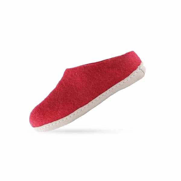 Uldtøffel (100% ren uld) m/sål i skind - Dansk Design fra SHUS