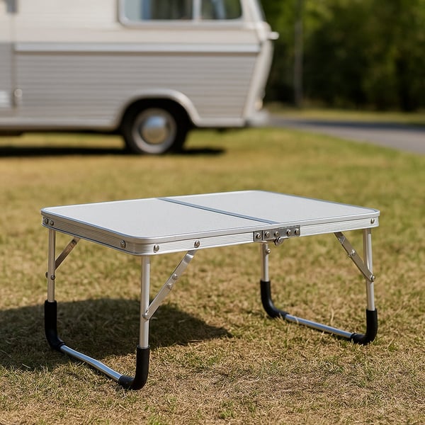 Sammenleggbart lettvekts campingbord i aluminium Sammenleggbart lettvekts campingbord i aluminium