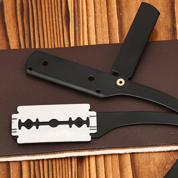 Barberkniv / Shavette i rustfrit stål - Skæg & øjenbryn guld