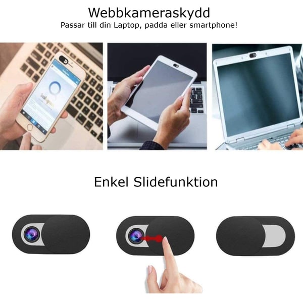 Webbkameraskydd - Webcam Skydd mot Hackare/Spioner - Mini Vit