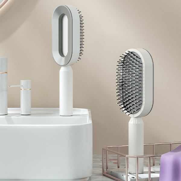 Eksklusivt design - Hårbørste med selvklæbende holder hvid