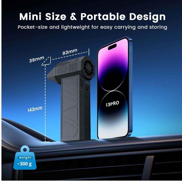 Erittäin tehokas käsikäyttöinen ilmapuhallin musta