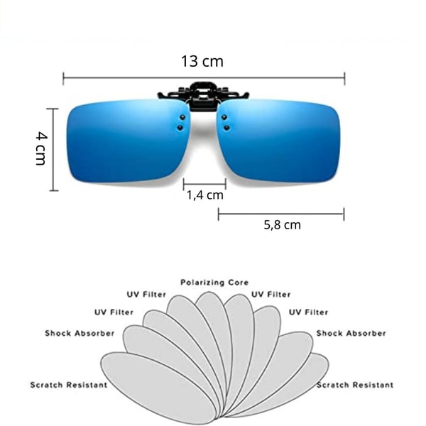 Universal Clip-On polariserede linser til briller – Brun
