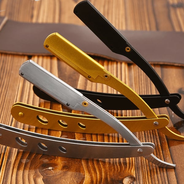 Barberkniv / Shavette i rustfrit stål - Skæg & øjenbryn sølv