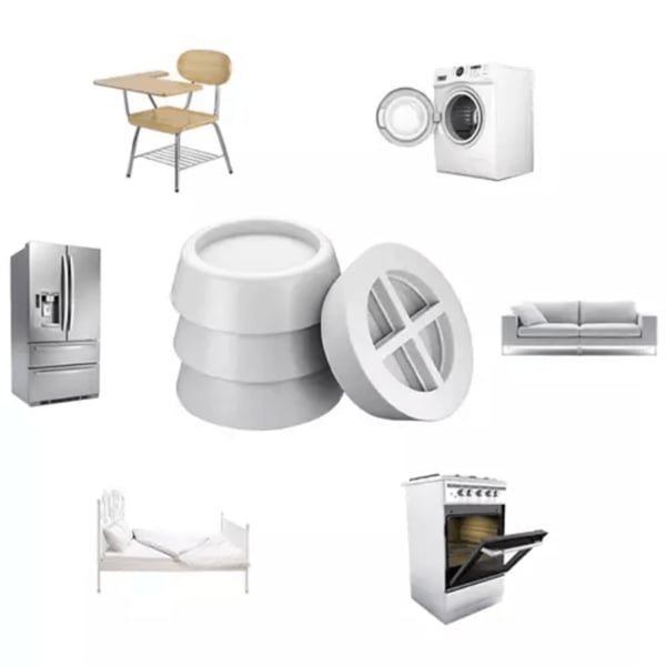 4 stk Anti-Vibration Stødabsorberende puder Hvid