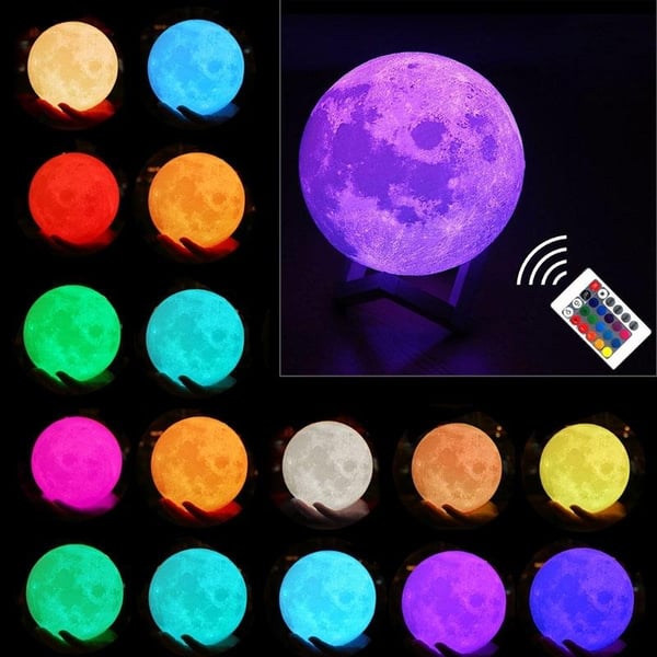 Suuri 3D Moonlight 16 eri väriä + kaukosäädin