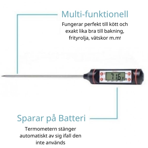Digital Stektermometer / Baktermometer LCD Display Svart