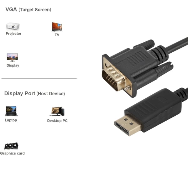1,8 metrin DisplayPort-VGA-kaapeli, musta