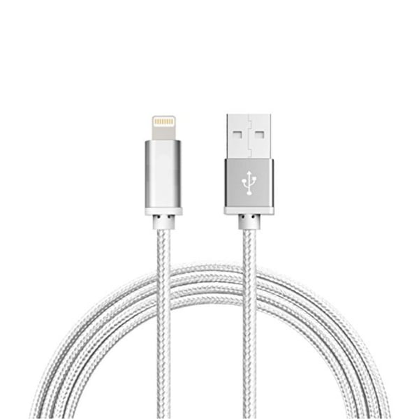 1M Kabel iPhone Oplader Nylon Quick Charge Flere Farver Rød
