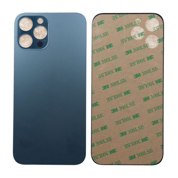 iPhone 12 Pro Bagside Glas med Selvklæbende tape - Blå