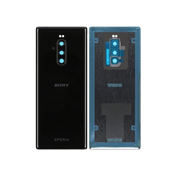 Sony Xperia 1 Dobbelt Batteridæksel/Bagside Med Tape - Sort - Original