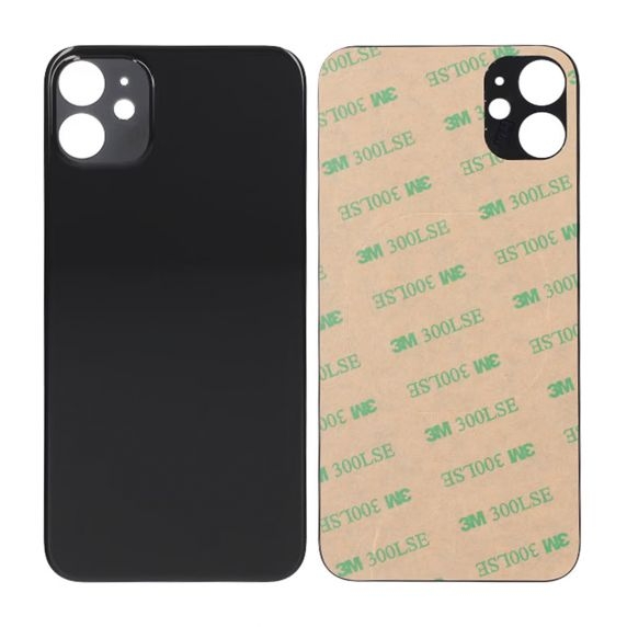 iPhone 11 Bagside Glas med Selvklæbende tape - Sort