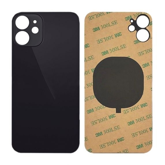 iPhone 12 Mini Bagside Glas med Selvklæbende Tape - Sort