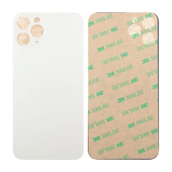 iPhone 11 Pro Max Bagside Glas med Selvklæbende tape - Hvid