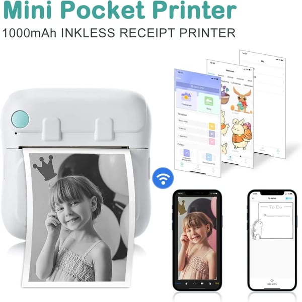 SiGN Mini Printer Bluetooth 200 dpi Label Printer med en rulle - Hvid