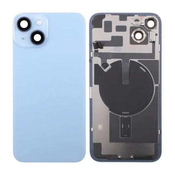 iPhone 14 Plus Bagside Glas med linse samt tape - Blå