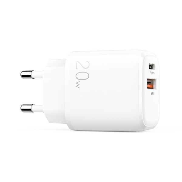 SiGN Dual Hurtiglader PD & Q.C, 3.5A 20W med USB-C & Lightning Kabel, 1m