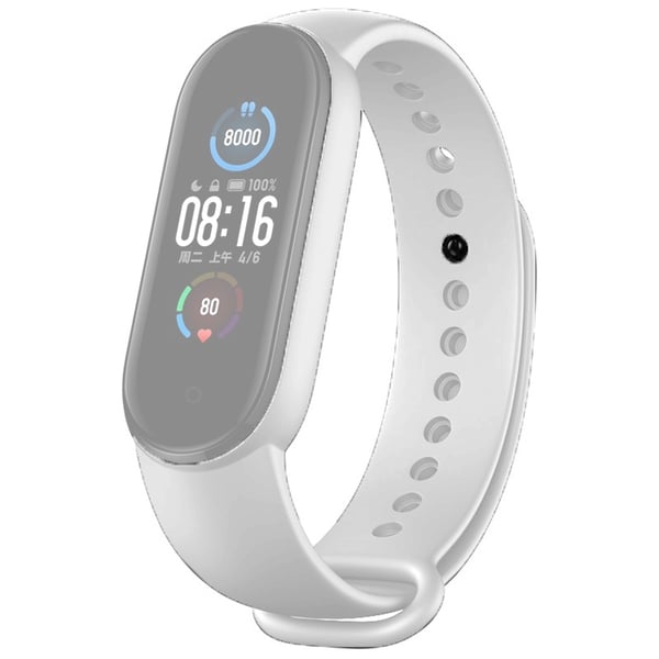 Silikonearmbånd til Xiaomi Mi Band 5 & Mi Band 6 & Amazfit Band 5 - Hvid