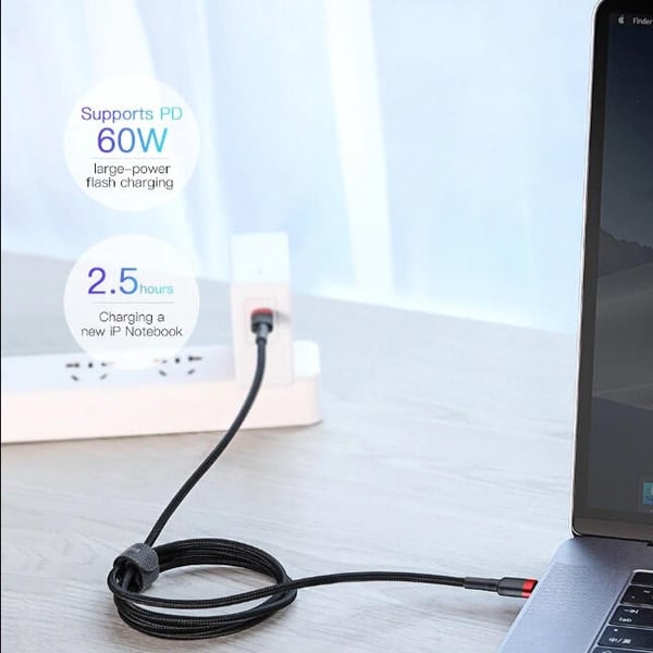 Baseus Cafule USB-C til USB-C, QC 3.0, USB-C PD, 3A 2 m - Rød