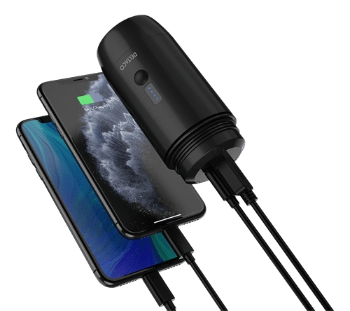 Deltaco Vedenkestävä Powerbank Taskulampulla, 15000mAh, USB-C, USB-A