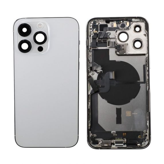 Original iPhone 14 Pro Max Komplet Bagside Med Alle Flex Kabler - Sølv