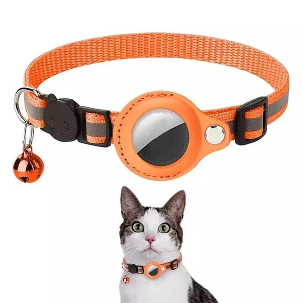SiGN AirTag Husdjur Halsband med Silikon Skal - Orange